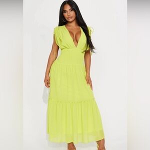 highlighter yellow maxi dress